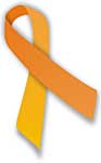 The orange ribbon of self harm awareness.